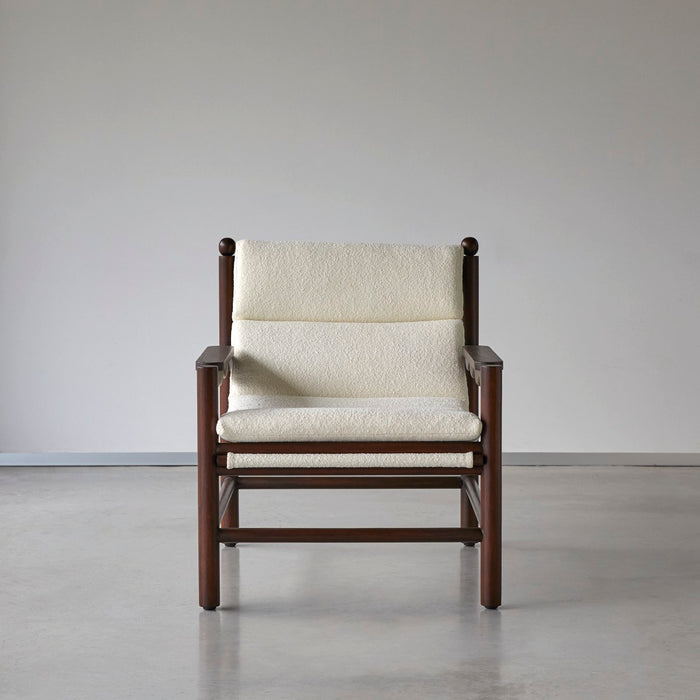 Tikamoon - Fauteuil in massief mindihout en ecru stof Alix, 1-zit