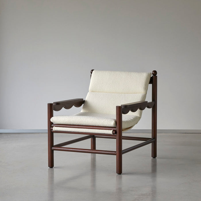 Tikamoon - Fauteuil in massief mindihout en ecru stof Alix, 1-zit