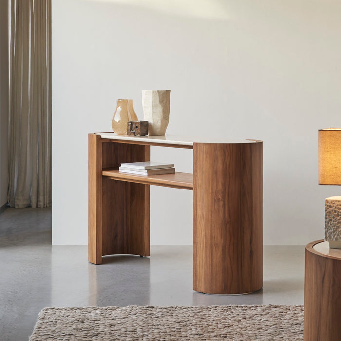 Tikamoon - Consoletafel in teakhout en marmer 140 Virgile