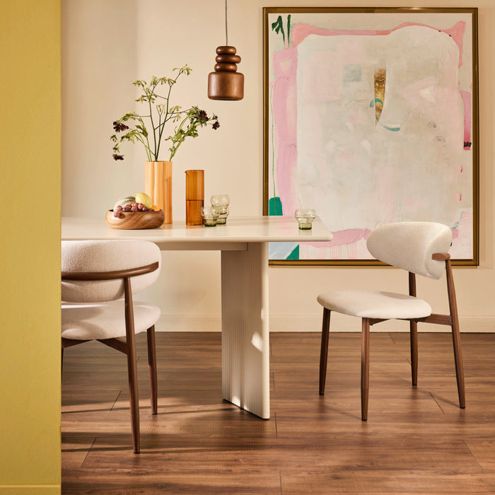 by fonQ Olan Eetkamerstoel Bouclé - Walnoot / Ivoor