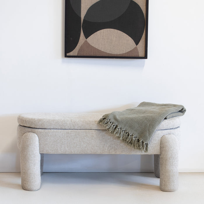 Giga Meubel - Opbergbank Beige - Halbankje - 115x52x47cm - Juul