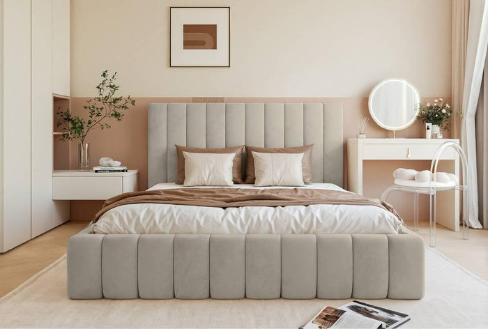 NADUVI Collection Bedframe Flores velvet 140x200 met opbergvak