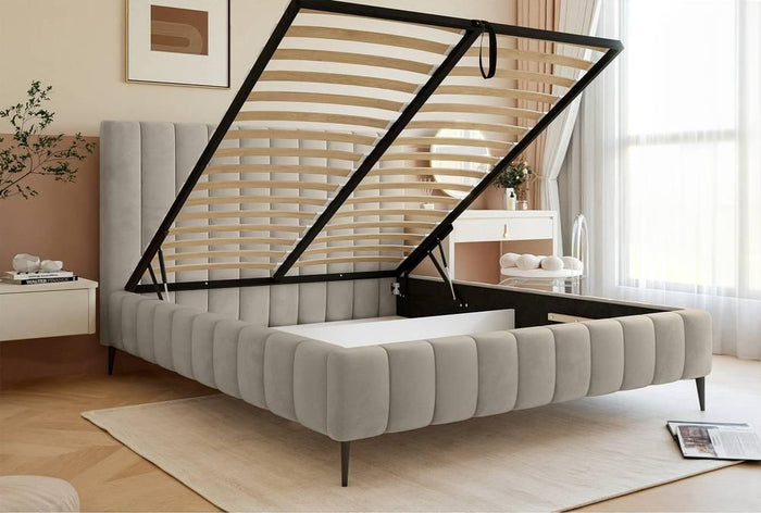 NADUVI Collection Bedframe Flores velvet 160x200 met opbergvak