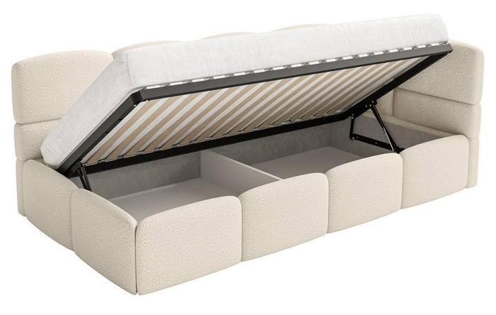 NADUVI Collection Jeugdbed Chloe rechts bouclé 90x200 met opbergruimte