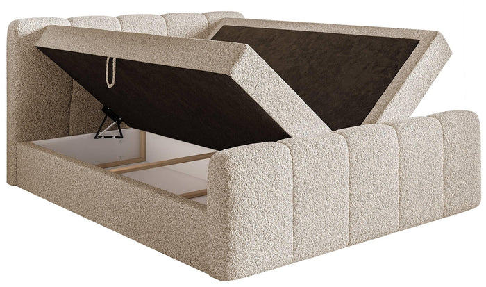 NADUVI Collection Boxspring Chloe 140x200 bouclé met opbergruimte