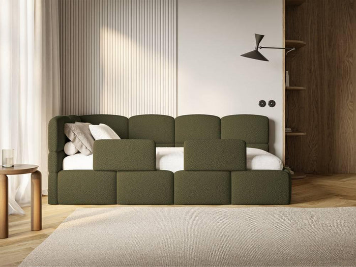 NADUVI Collection Jeugdbed Chloe links bouclé 90x200 met opbergruimte