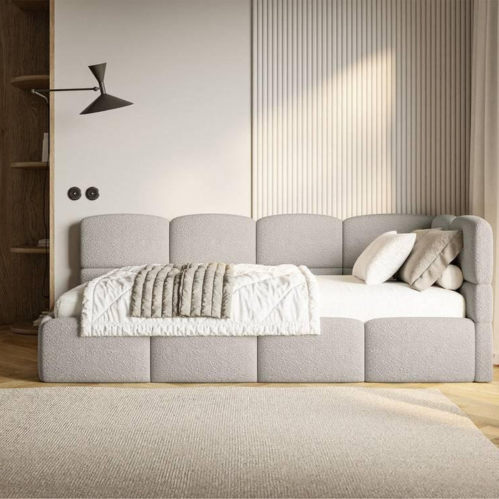 NADUVI Collection Jeugdbed incl matras Chloe rechts bouclé 90x200 met