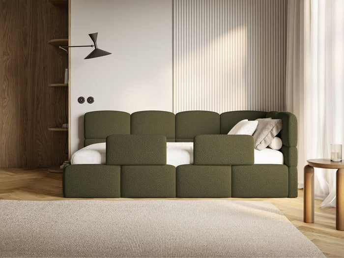 NADUVI Collection Jeugdbed Chloe rechts bouclé 90x200 met opbergruimte