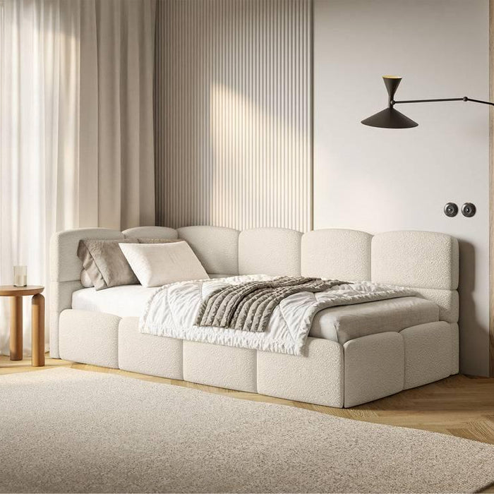 NADUVI Collection Jeugdbed incl matras Chloe links bouclé 90x200 met