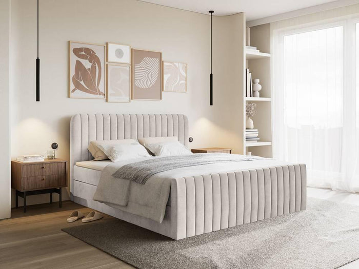 NADUVI Collection Boxspring Adrien velvet met opbergvak 140x200