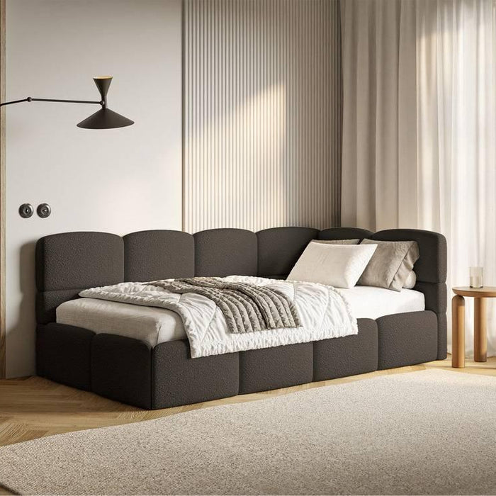 NADUVI Collection Jeugdbed Chloe rechts bouclé 90x200 met opbergruimte