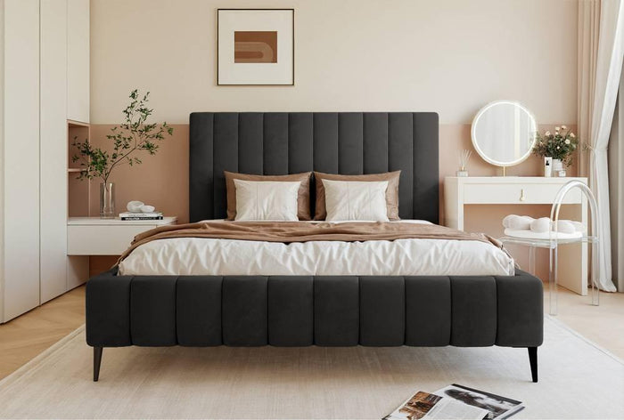 NADUVI Collection Bedframe Flores velvet 160x200 met opbergvak