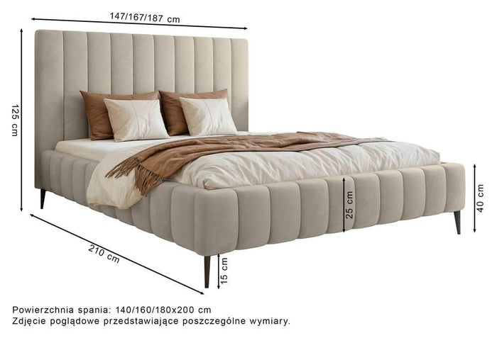 NADUVI Collection Bedframe Flores velvet 160x200 met opbergvak