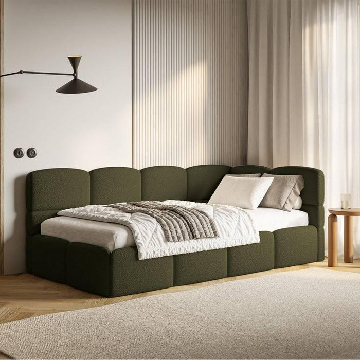 NADUVI Collection Jeugdbed Chloe rechts bouclé 90x200 met opbergruimte