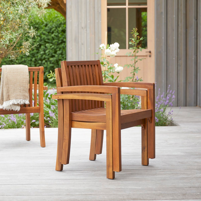 Tikamoon - Pilar - Set van 2 tuinstoelen met armleuning in massief ac…