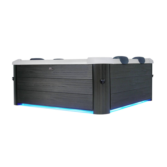 sweeek - 6-persoons vaste spa 180cm grijs hydromassages 4 kussens 8