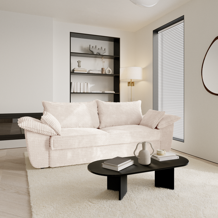 3-zits XXL-crème ribfluwelen bank 230cm