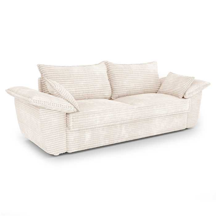 3-zits XXL-crème ribfluwelen bank 230cm