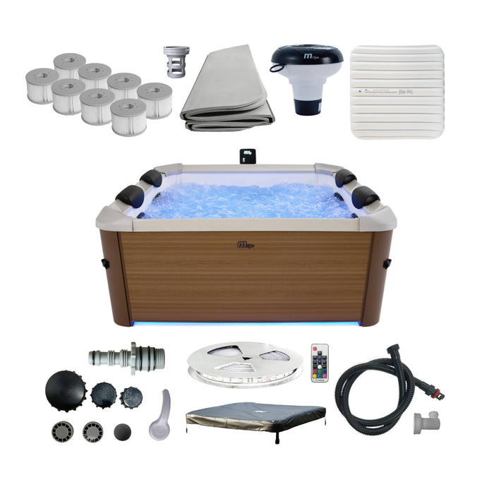 sweeek - Vaste spa 6 plaatsen hydromassage, 4 kussens + 8 filters,
