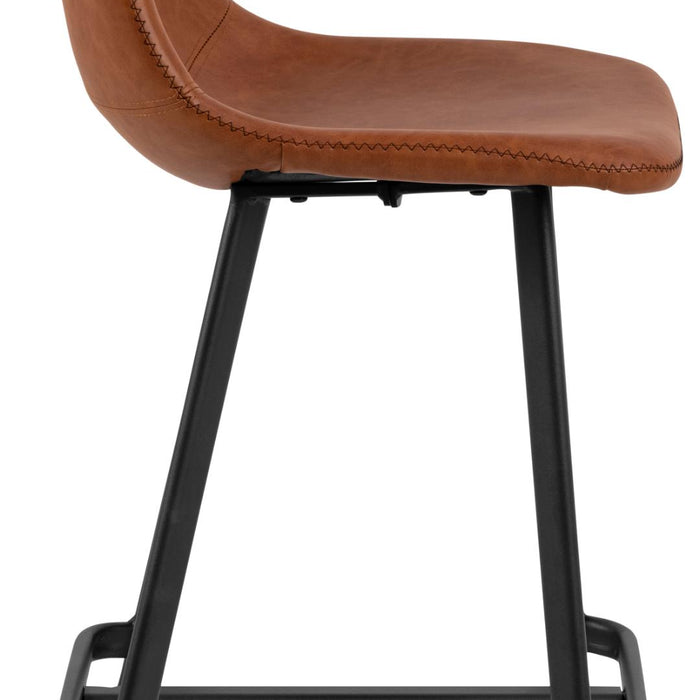 Giga Living - Barstoel Bruin Pu Leer - Zithoogte 63cm - Isdal - Set van 2