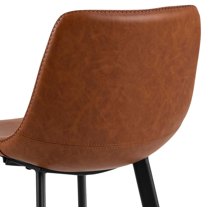 Giga Living - Barstoel Bruin Pu Leer - Zithoogte 63cm - Isdal - Set van 2