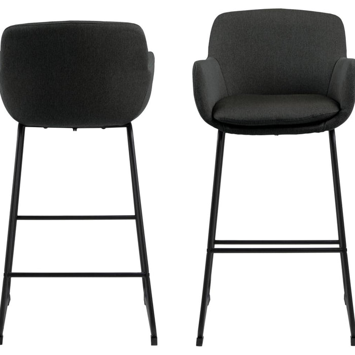 Giga Living - Barkruk - Donkergrijs Stof - Zithoogte 76cm - Larka - Set van 2