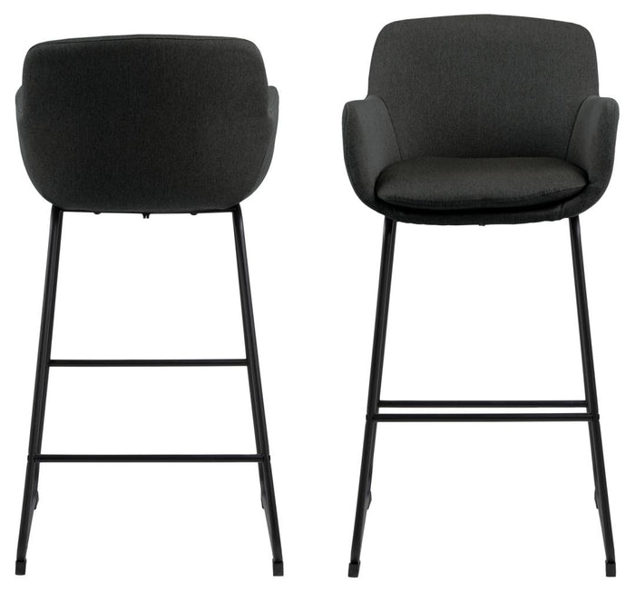 Giga Living - Barkruk - Donkergrijs Stof - Zithoogte 76cm - Larka - Set van 2