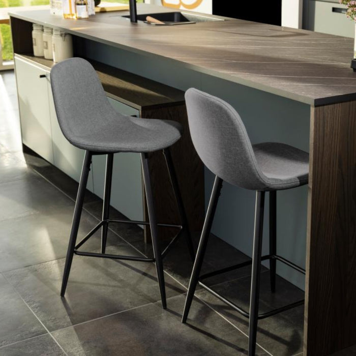 Giga Living - Barstoel Lichtgrijs Stof - Zithoogte 65cm - Willy - Set van 2