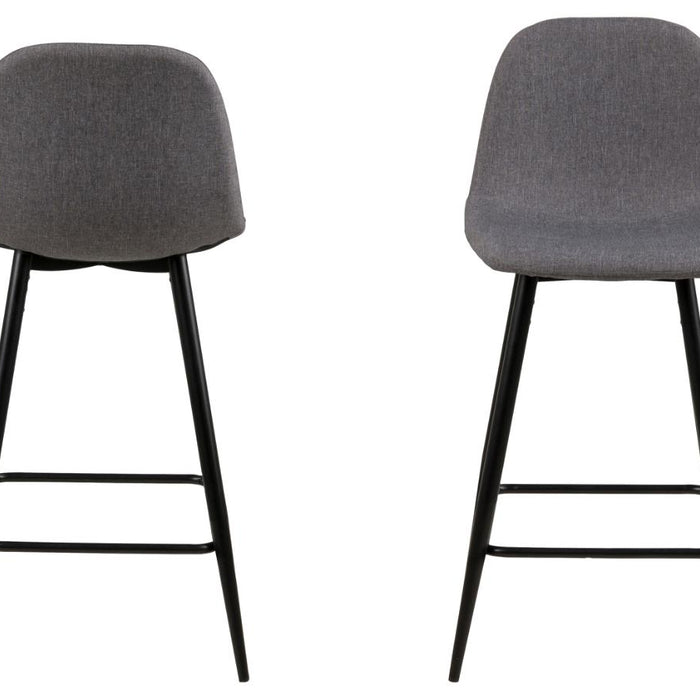 Giga Living - Barstoel Lichtgrijs Stof - Zithoogte 65cm - Willy - Set van 2