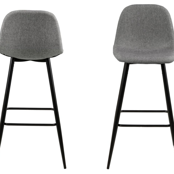 Giga Living - Barkruk Lichtgrijs|Zwart - Zithoogte 75cm - Willy - Set van 2