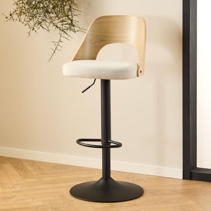 Giga Living - Barkruk - Beige Stof - Zithoogte 84cm - Lucas - Set van 2