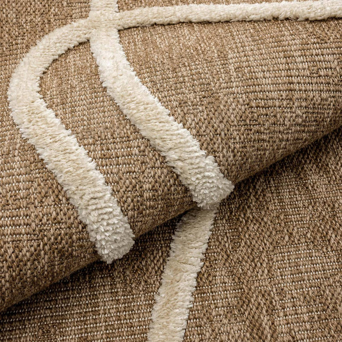 sweeek - Interieurtapijt met jute-effect, reliëf grafisch patroon in