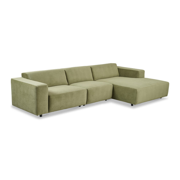 by fonQ Nova Hoekbank met Chaise Longue Rechts - Rib - Groen