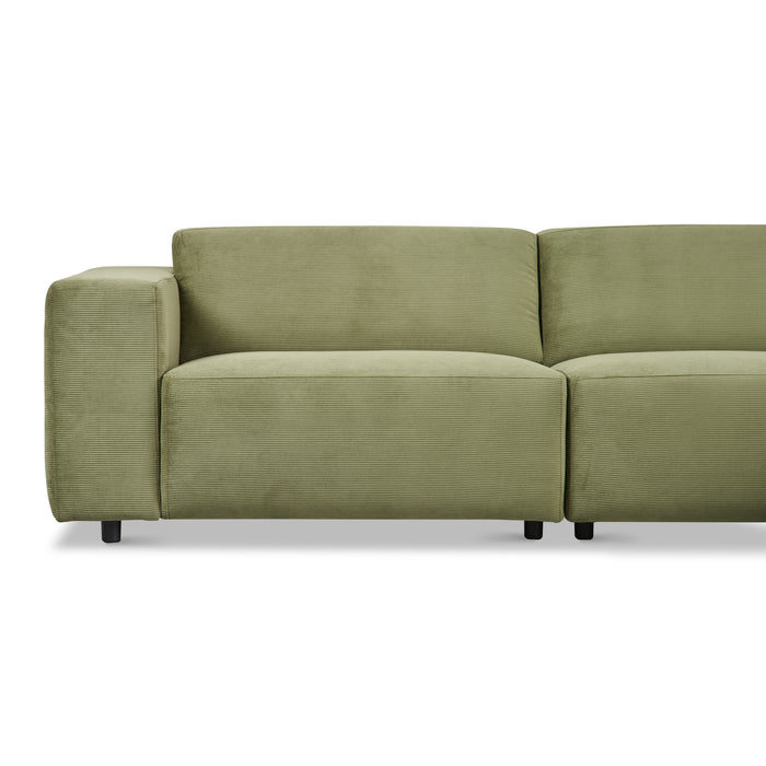by fonQ Nova Hoekbank met Chaise Longue Rechts - Rib - Groen
