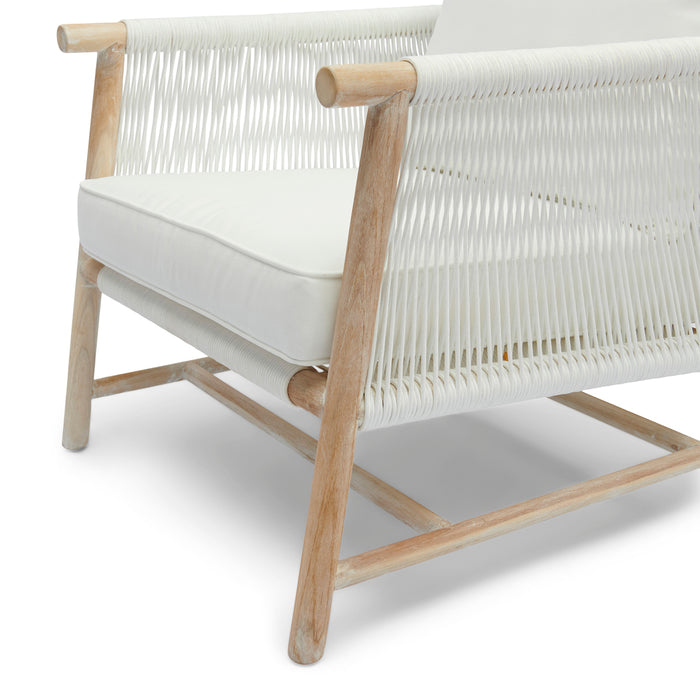 Rivièra Maison - Loungestoel Saint Tropez, Neutraal, A82 - All-Weather Rope en Teakhout, 72x95x71 cm