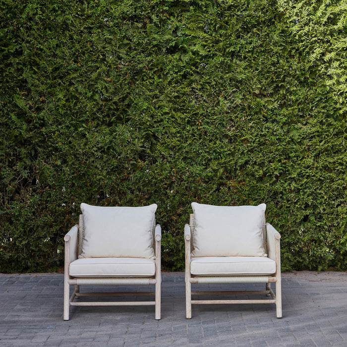 Rivièra Maison - Loungestoel Saint Tropez, Neutraal, A82 - All-Weather Rope en Teakhout, 72x95x71 cm