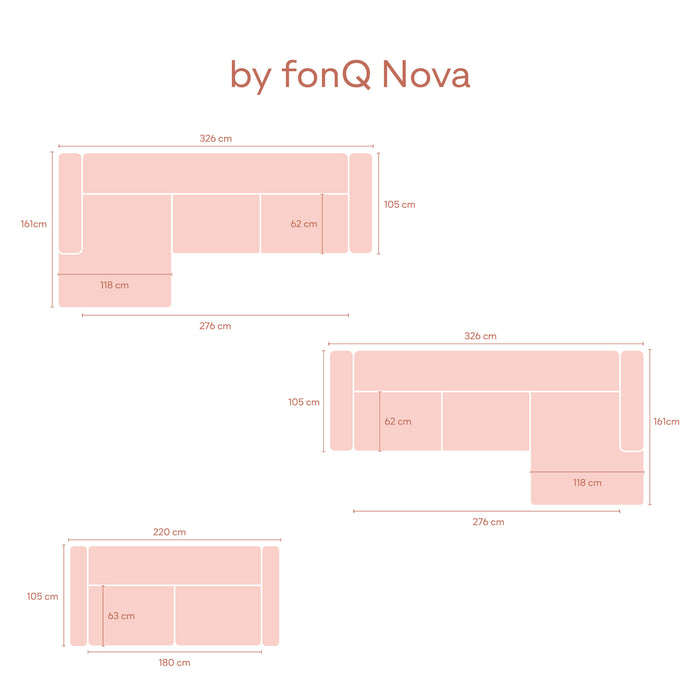 by fonQ Nova Hoekbank met Chaise Longue Rechts - Bouclé - Greige