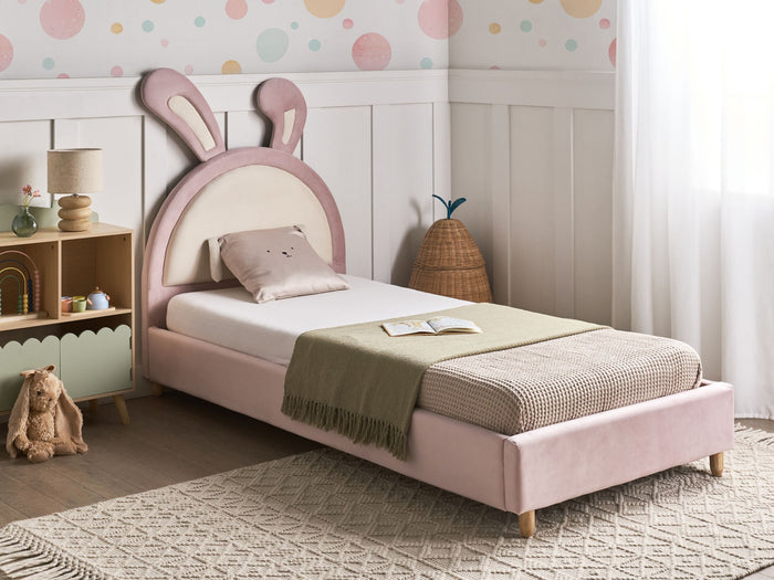 Beliani - LALLIAS - Eenpersoonsbed - Roze - 90 x 200 cm - Fluweel