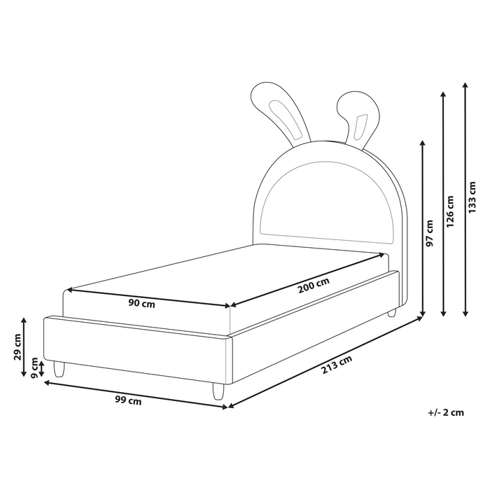 Beliani - LALLIAS - Eenpersoonsbed - Roze - 90 x 200 cm - Fluweel