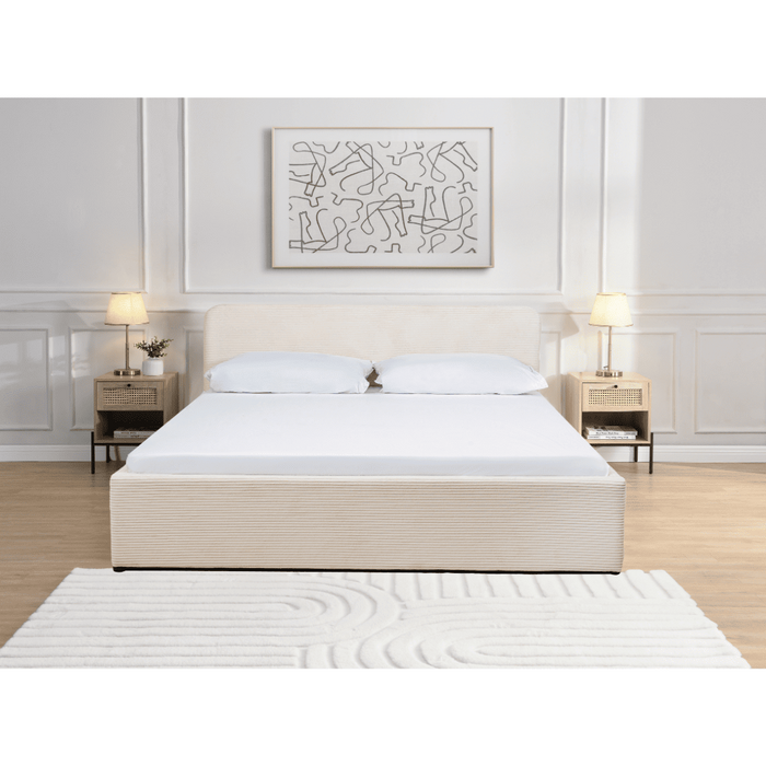 Calicosy - Opbergbed LIVY - 160x200 cm - Beige hoofdbord