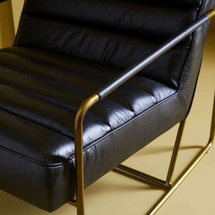 Signature - MARANELLO Zwarte lederen fauteuil - H71 cm - Zwart