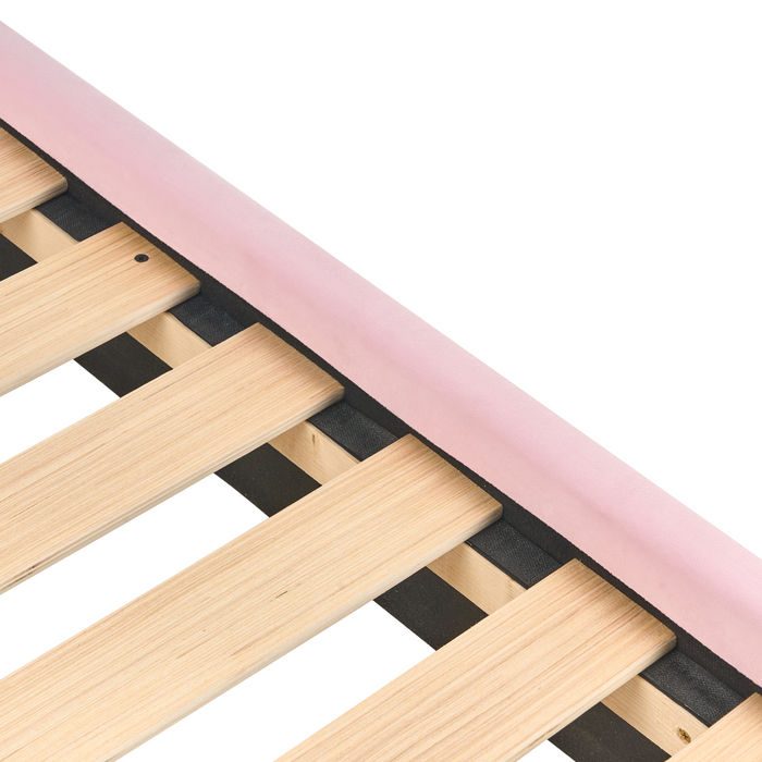 Beliani - NEULISE - Eenpersoonsbed - Roze - 90 x 200 cm - Fluweel