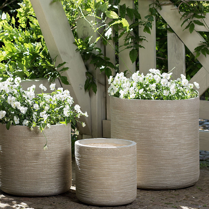 Beliani - SAMOS - Bloempot - Beige - 26 cm - Klei-vezelmengsel