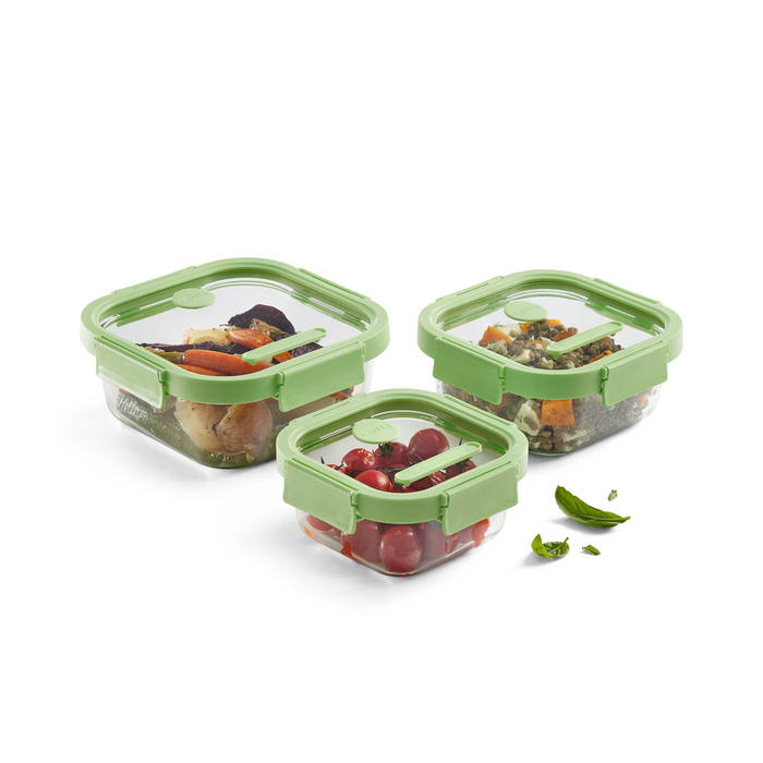 Vershouddoos Glas Vierkant, set van 3 - Green