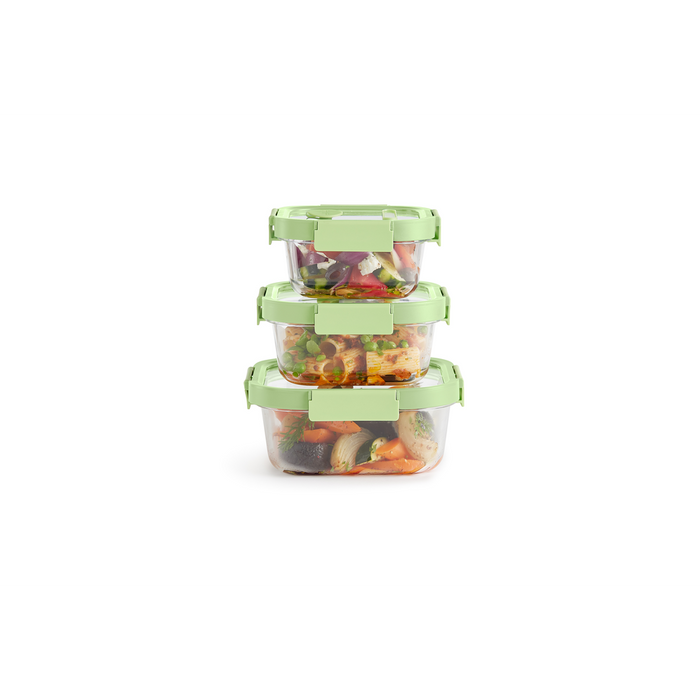 Vershouddoos Glas Vierkant, set van 3 - Green