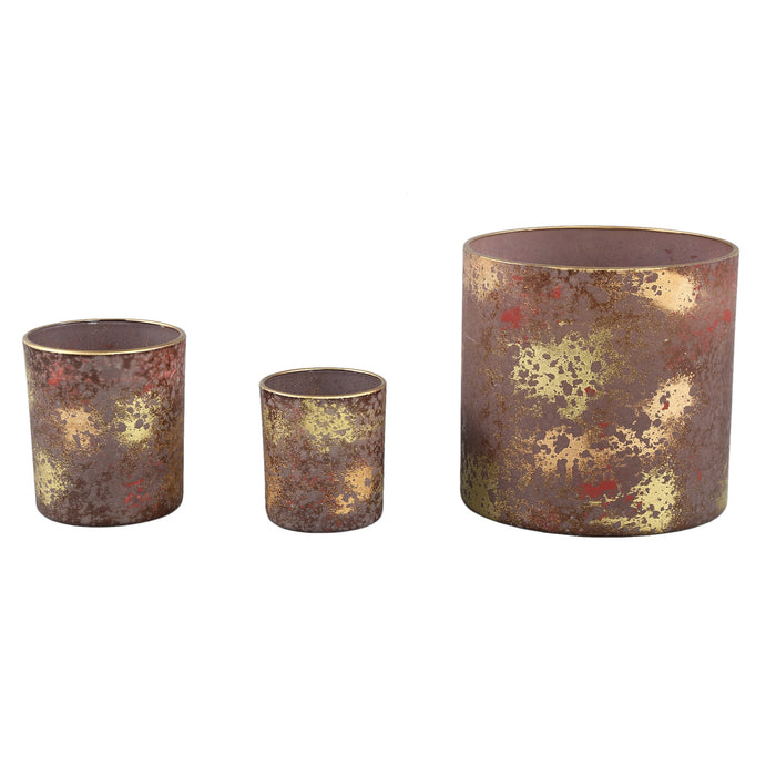 PTMD Windlicht Esme - 15x15x15 cm - Glas - Bruin