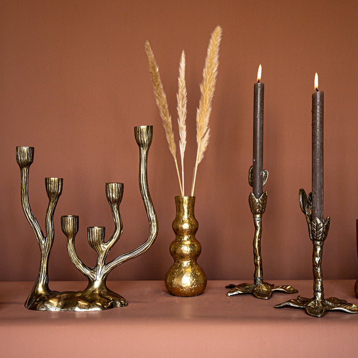 PTMD Shino Kandelaar - H25 x Ø15 cm - Aluminium - Goud