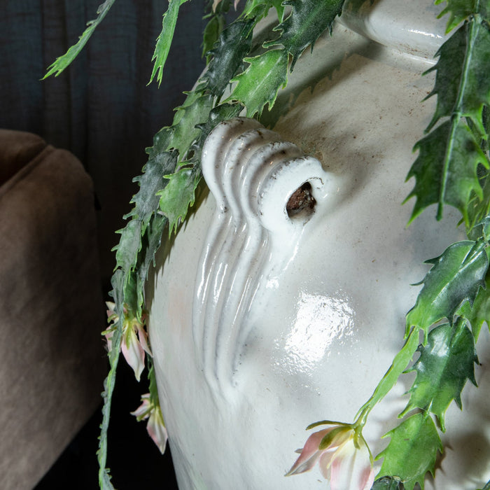 PTMD Izze White glazed ceramic extreme pot high