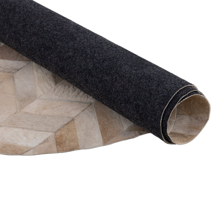 PTMD Joanne Beige cowhair patchwork carpet oval L