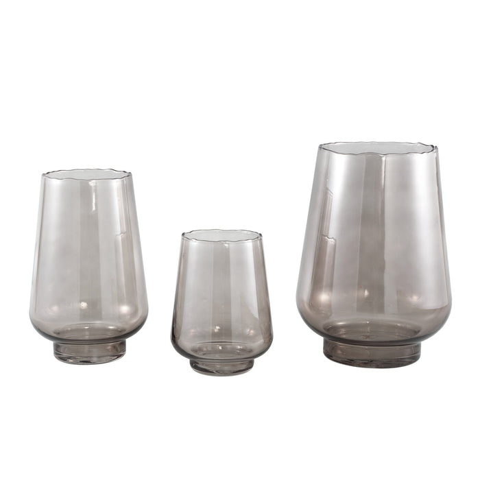 PTMD Dexa Grey glass vase straight round L